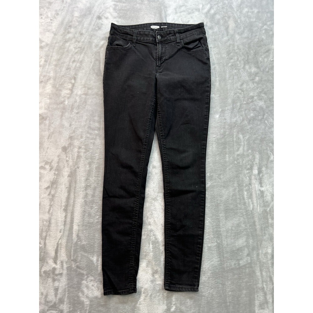 Old Navy Womens Sz 4 Black Jeans Super Skinny Mid Rise Dark Stretch Vacation